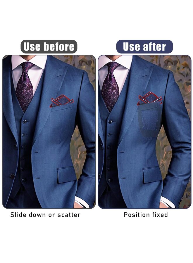 LAMAY 4Pcs Pocket Squares Holder For Men,Fixed Strap Handkerchief Fixed Clip Towel Fixed Clip/black - Image 5